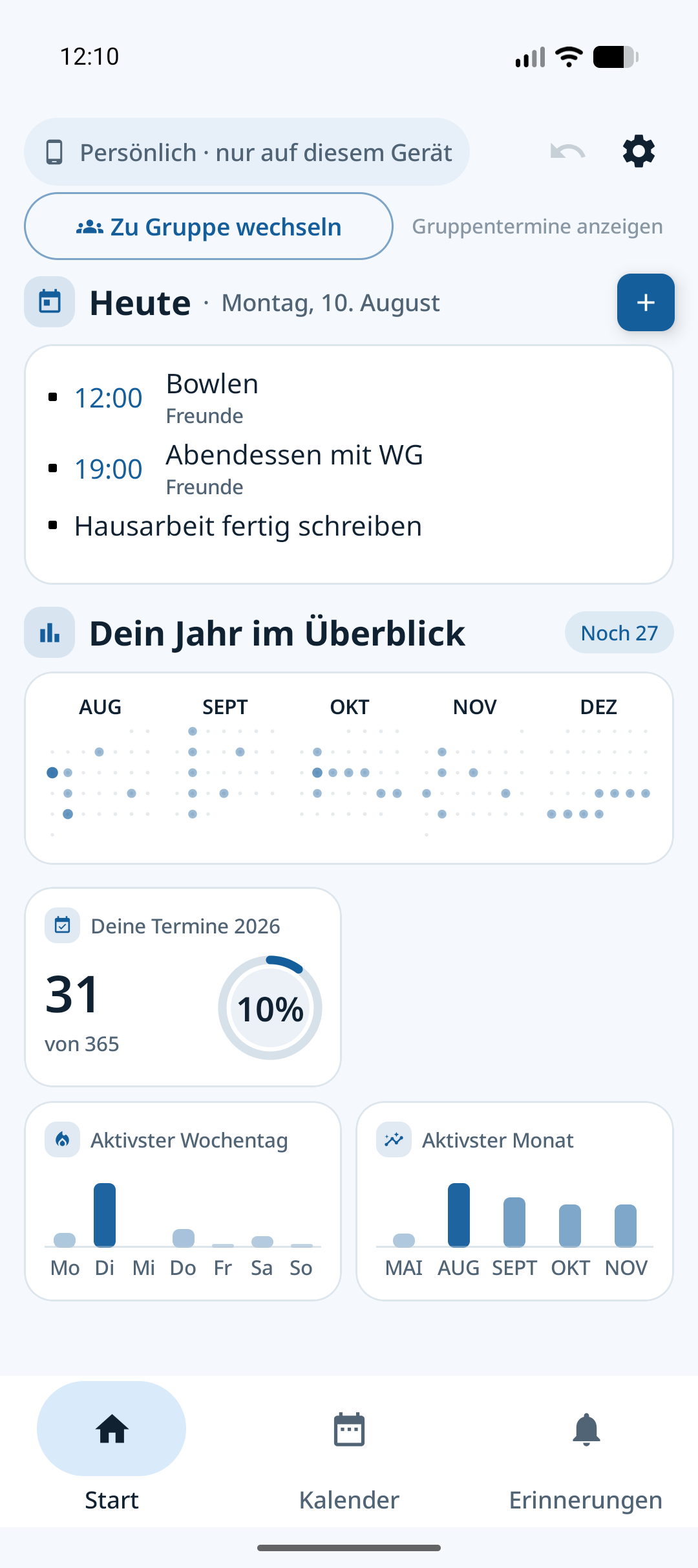 Startseite im Design Klar blau-weiß