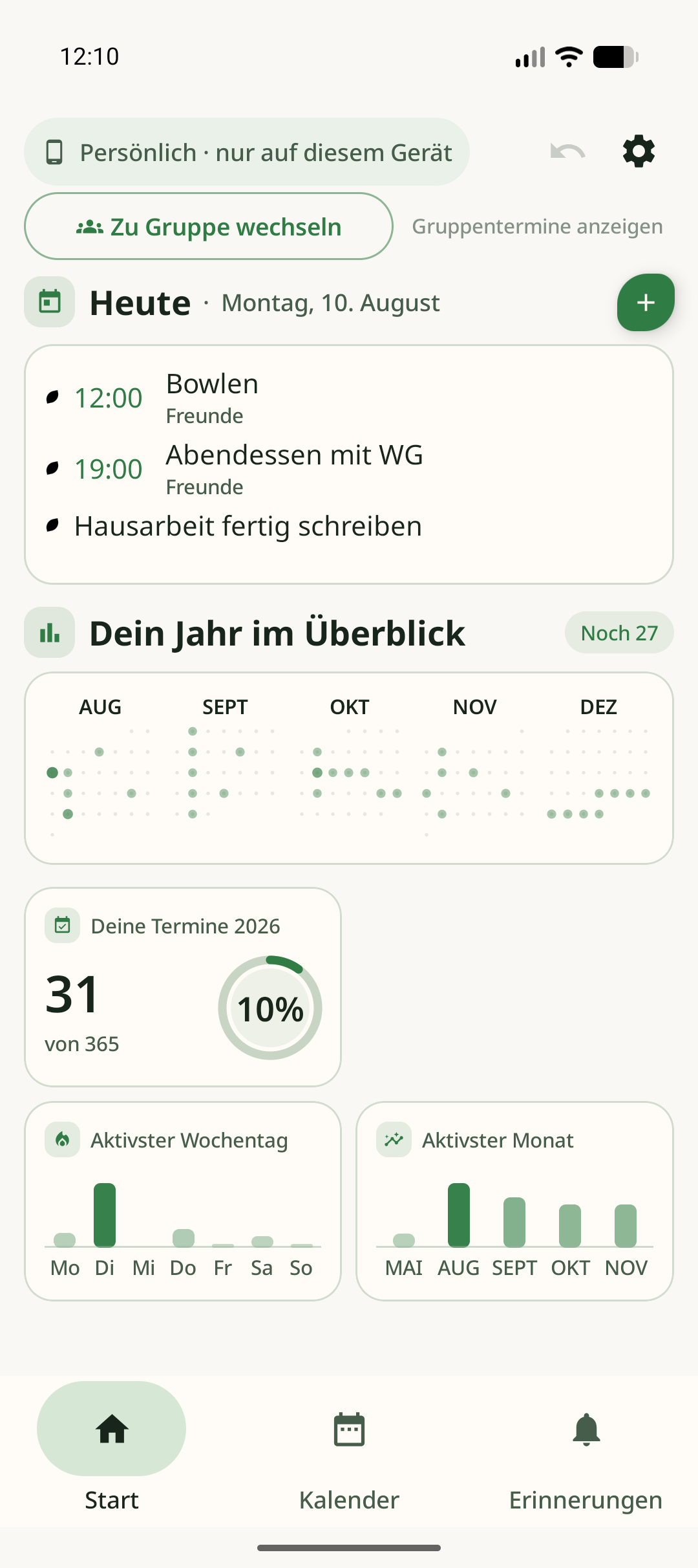 Startseite im Design Waldgrün